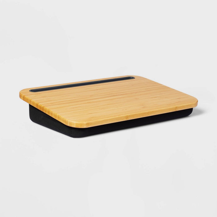 Bamboo Lap Desk with Powerbank and Charging Cable Brown/Black - Threshold