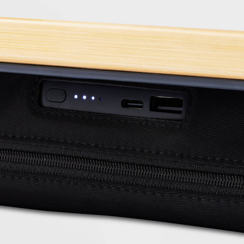 Bamboo Lap Desk with Powerbank and Charging Cable Brown/Black - Threshold