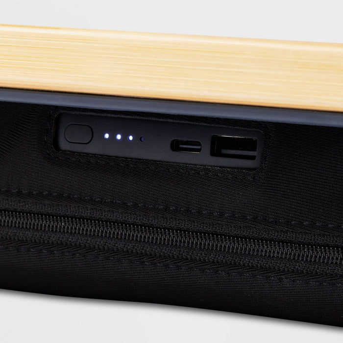 Bamboo Lap Desk with Powerbank and Charging Cable Brown/Black - Threshold