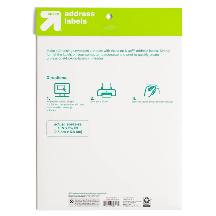 360ct Address Labels 1"x2 5/8" White - up & up