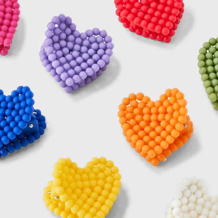 Girls' 8pk Textured Heart Claw Clips - art class