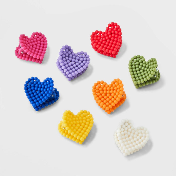 Girls' 8pk Textured Heart Claw Clips - art class