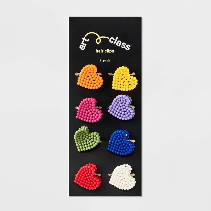 Girls' 8pk Textured Heart Claw Clips - art class