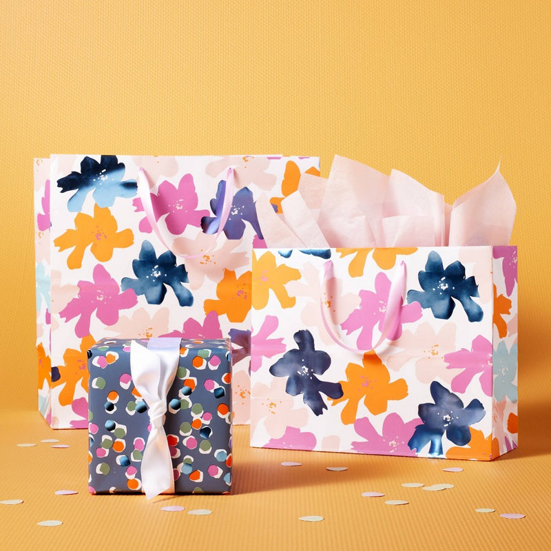 Square Bag Floral with Blue Foil - Spritz