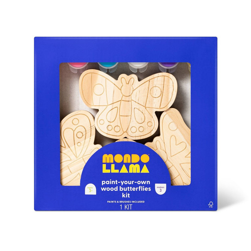 3pk Paint-Your-Own Wood Butterfly Set - Mondo Llama