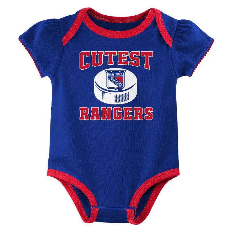NHL New York Rangers Infant Girls' 3pk Bodysuit - 3-6M