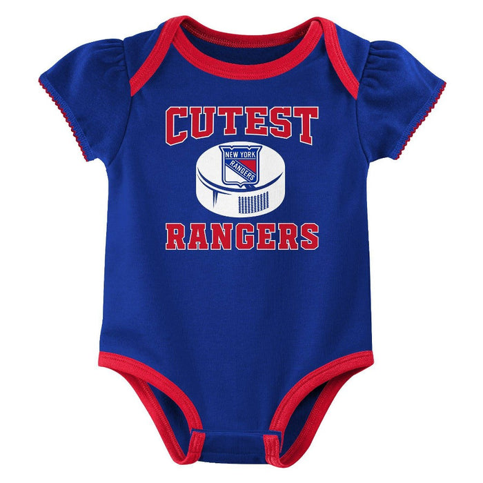 NHL New York Rangers Infant Girls' 3pk Bodysuit - 3-6M