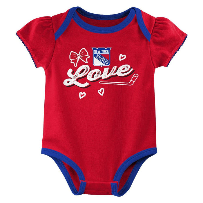 NHL New York Rangers Infant Girls' 3pk Bodysuit - 3-6M