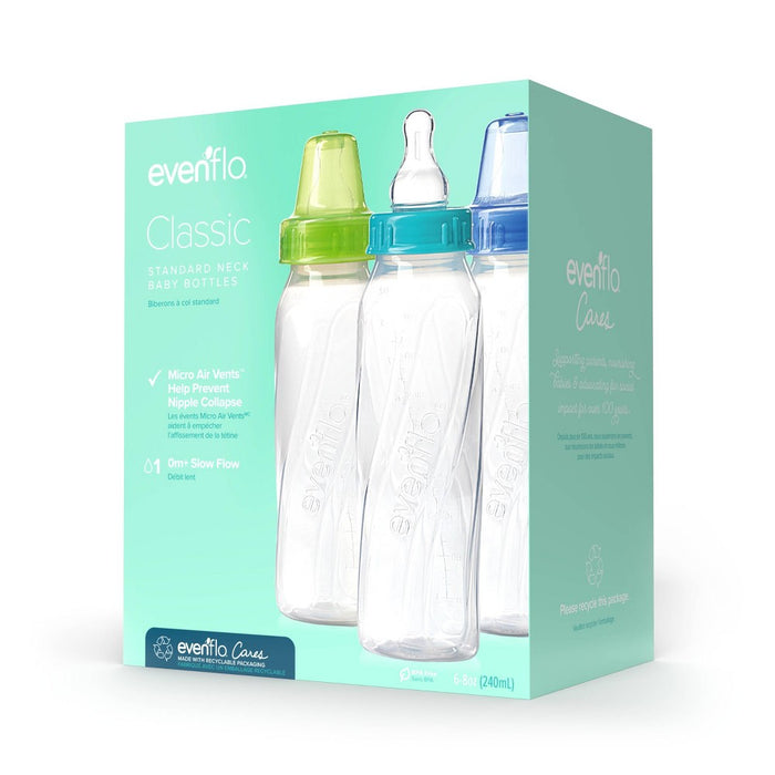 Evenflo Feeding Classic Clear Plastic Baby Bottles - 8oz/6pk