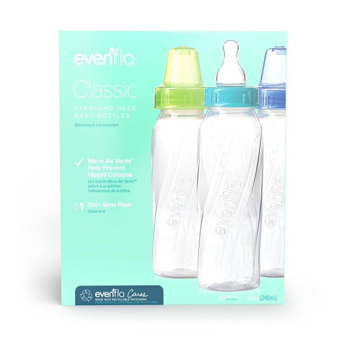 Evenflo Feeding Classic Clear Plastic Baby Bottles - 8oz/6pk