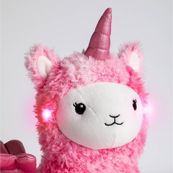 FAO Schwarz Glow Brights Toy Plush LED with Sound Pink Llamacorn 15" Stuffed Animal