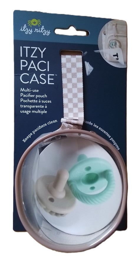 Itzy Ritzy Clear Pacifier Case - Toast Checkerboard