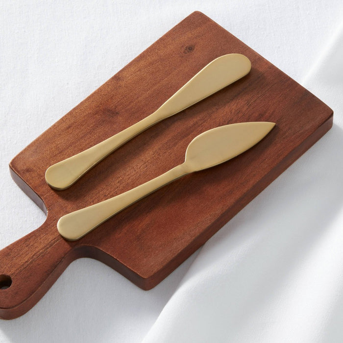 2pc Stainless Steel Cheese Spreader and Knife Set Gold - Threshold