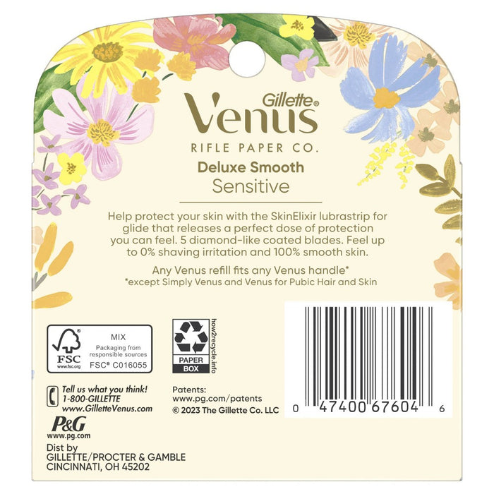 Rifle Paper Co. + Venus Deluxe Smooth Sensitive Razor Blade Refills - 4ct