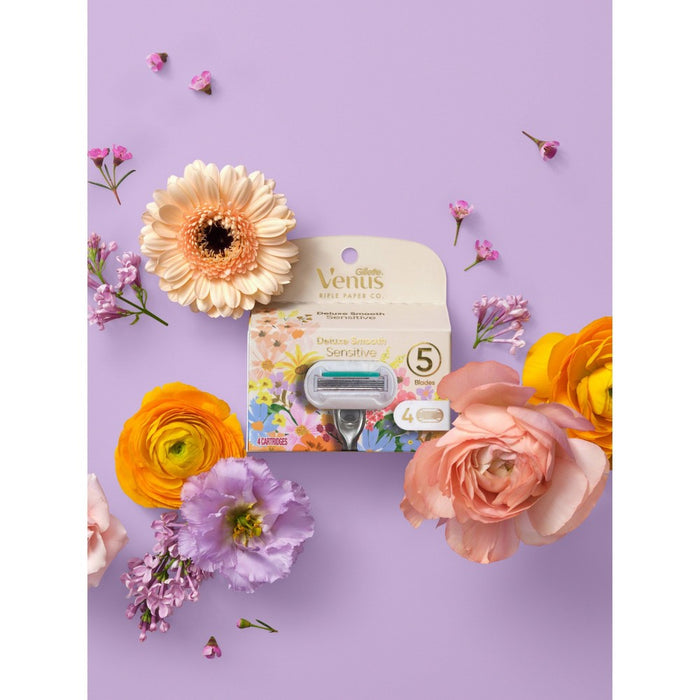 Rifle Paper Co. + Venus Deluxe Smooth Sensitive Razor Blade Refills - 4ct