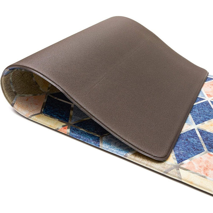 2 Piece Set Anti Fatigue Kitchen Floor Mats, Diamond Pattern Comfort Cushioned Standing Rugs Waterproof, 2 Sizes
