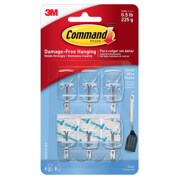 3M Command Wall Hook Small Wire 6 Hook Pack - Clear