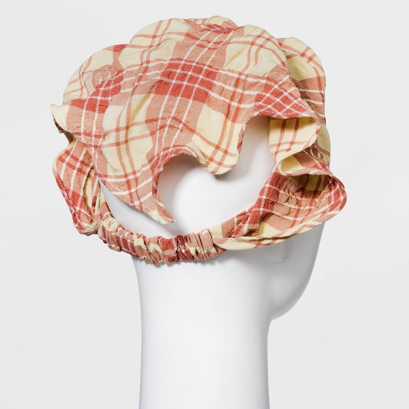 Plaid Fabric with Elastic Back Headscarf - Wild Fable Orange