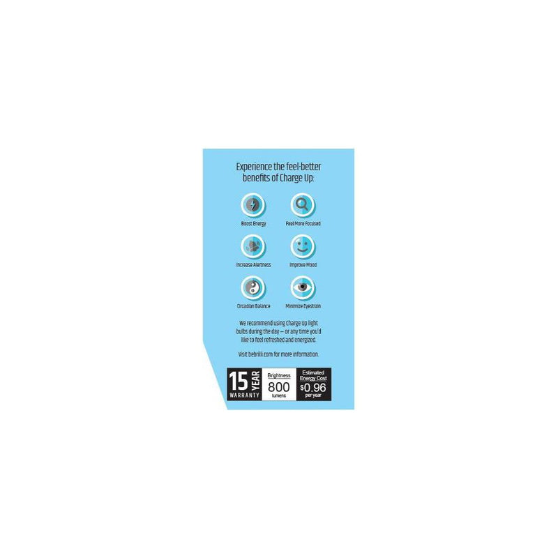 Brilli A19 60W Charge Up Energy-Boosting Dimmable LED Light Bulb White