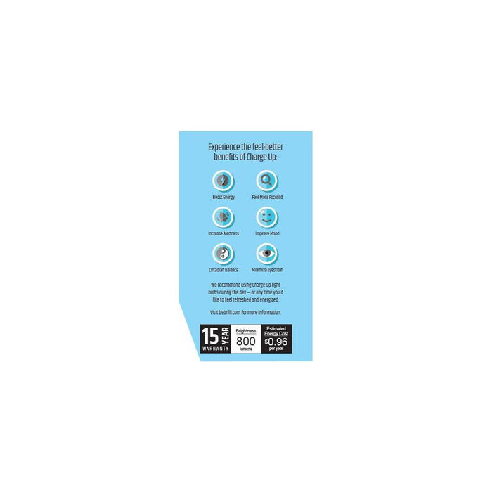 Brilli A19 60W Charge Up Energy-Boosting Dimmable LED Light Bulb White