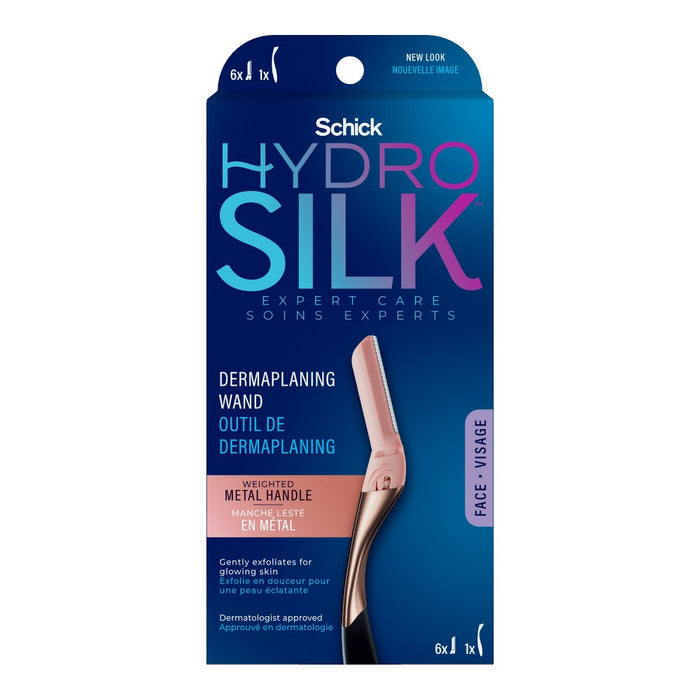 Schick Hydro Silk Exfoliating Dermaplaning Professional Style Wand - 1 Handle and 6 Replacement Refill Blades