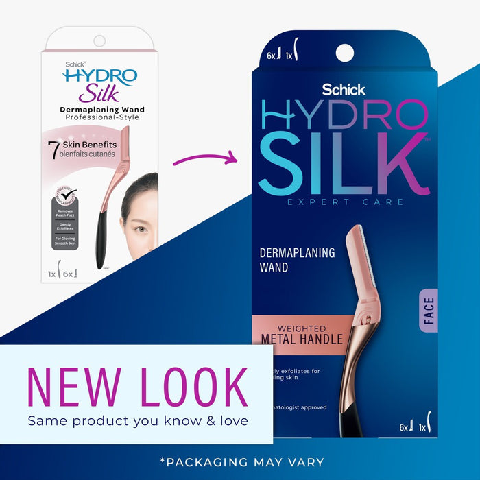 Schick Hydro Silk Exfoliating Dermaplaning Professional Style Wand - 1 Handle and 6 Replacement Refill Blades