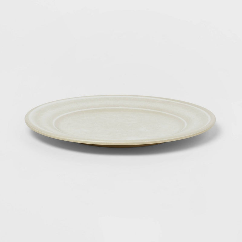 10.5" Melamine and Bamboo Dinner Plate White - Threshold