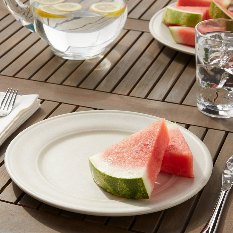 10.5" Melamine and Bamboo Dinner Plate White - Threshold