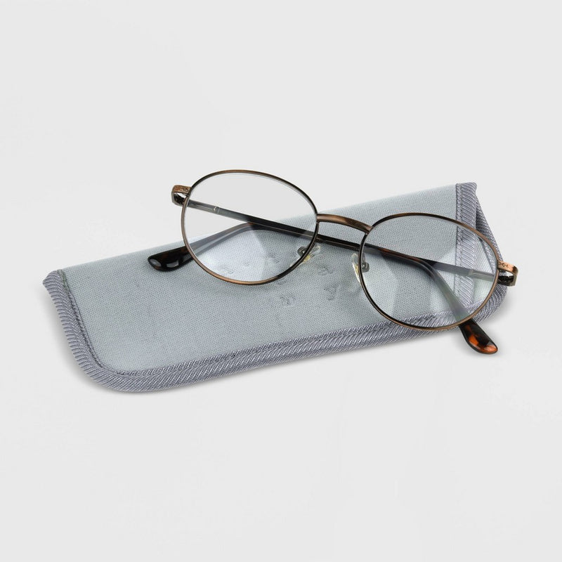 Women's Oval Round Blue Light Filtering Glasses - A New Day Bronze