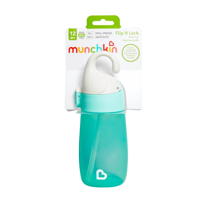 Munchkin Flip N Lock Elephant Straw Cup - Mint - 12oz