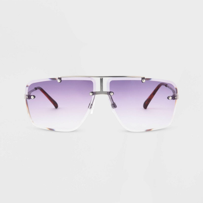 Women's Tortoise Print Metal Aviator Sunglasses - Universal Thread Silver