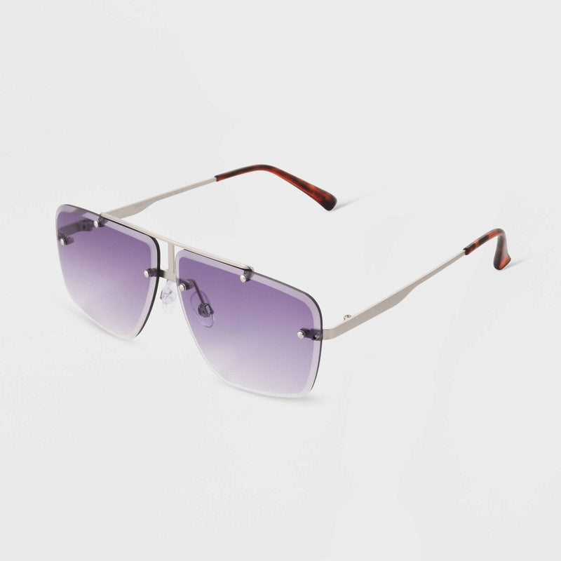 Women's Tortoise Print Metal Aviator Sunglasses - Universal Thread Silver