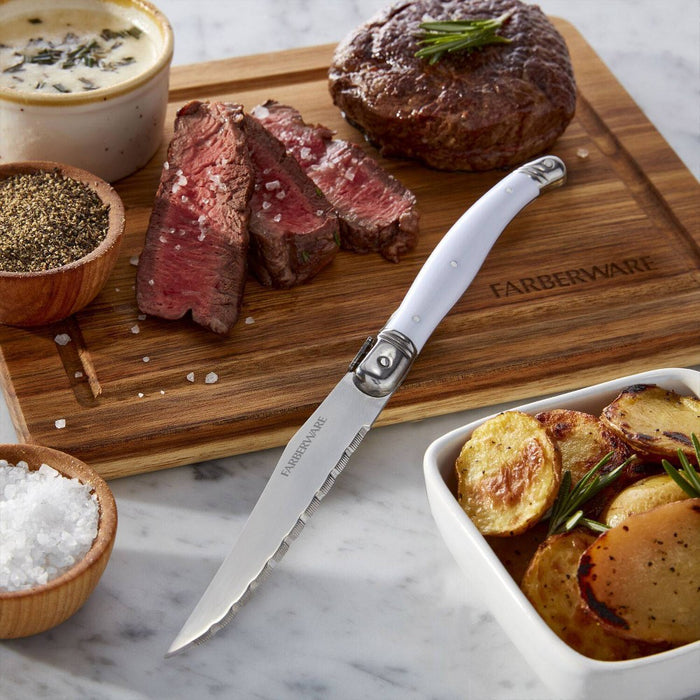 Farberware 4pc Laguiole Steak Knife Set White/Silver