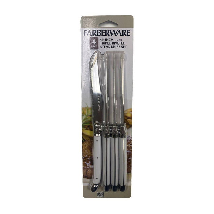 Farberware 4pc Laguiole Steak Knife Set White/Silver
