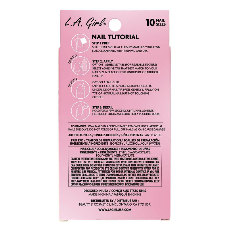 L.A. Girl 28pc Luxe Shine Fave Artificial Nail - Into You - 28pc