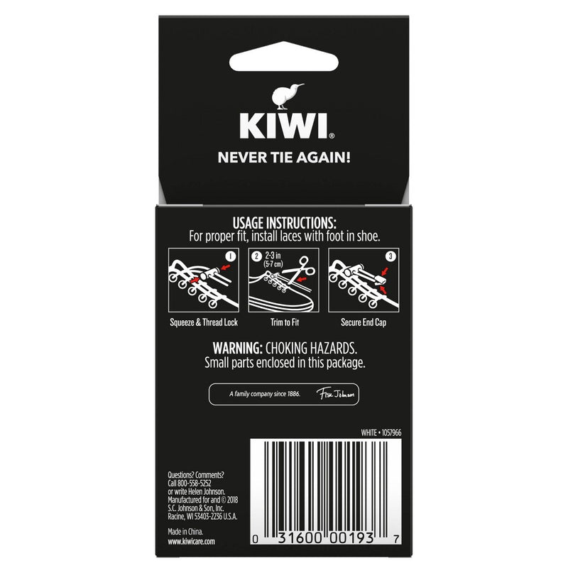 KIWI Sneaker No Tie Shoe Laces - White 1 pair
