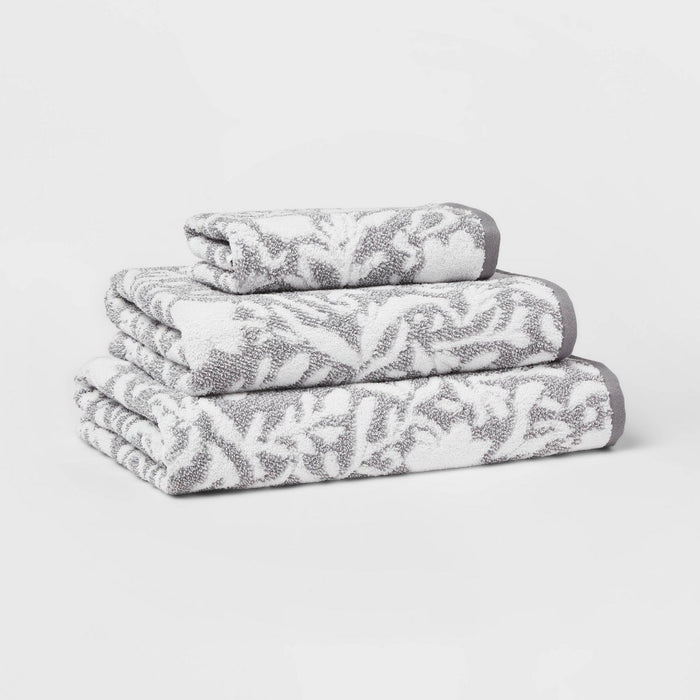 Performance Plus Bath Towel Gray Floral - Threshold
