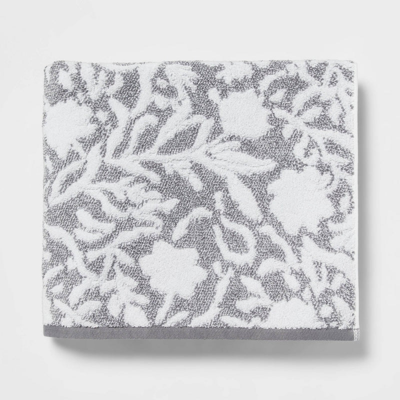 Performance Plus Bath Towel Gray Floral - Threshold
