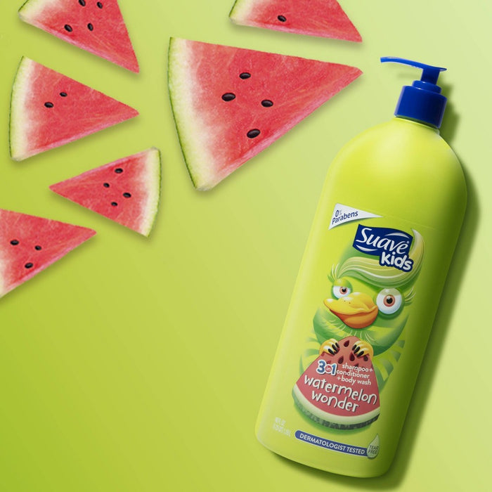 Suave Kids' 3-in-1 Pump Shampoo + Conditioner + Body Wash Watermelon Wonder - 40 fl oz