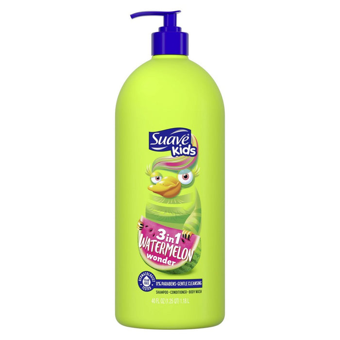 Suave Kids' 3-in-1 Pump Shampoo + Conditioner + Body Wash Watermelon Wonder - 40 fl oz