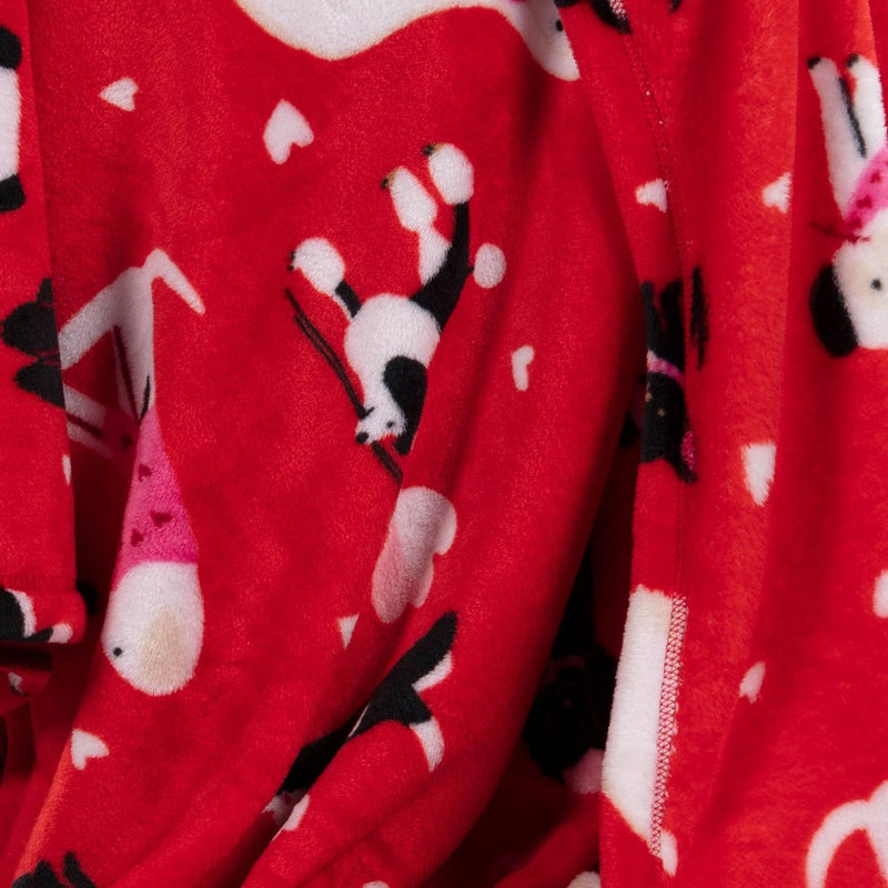 Dog Printed Plush Valentine's Day Throw Blanket Red - Room Essentials