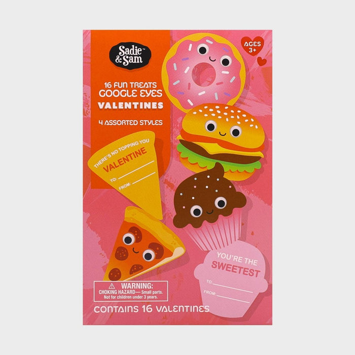 Sadie & Sam 16ct Google Eye Junk Food Valentine's Day Classroom Exchange Cards