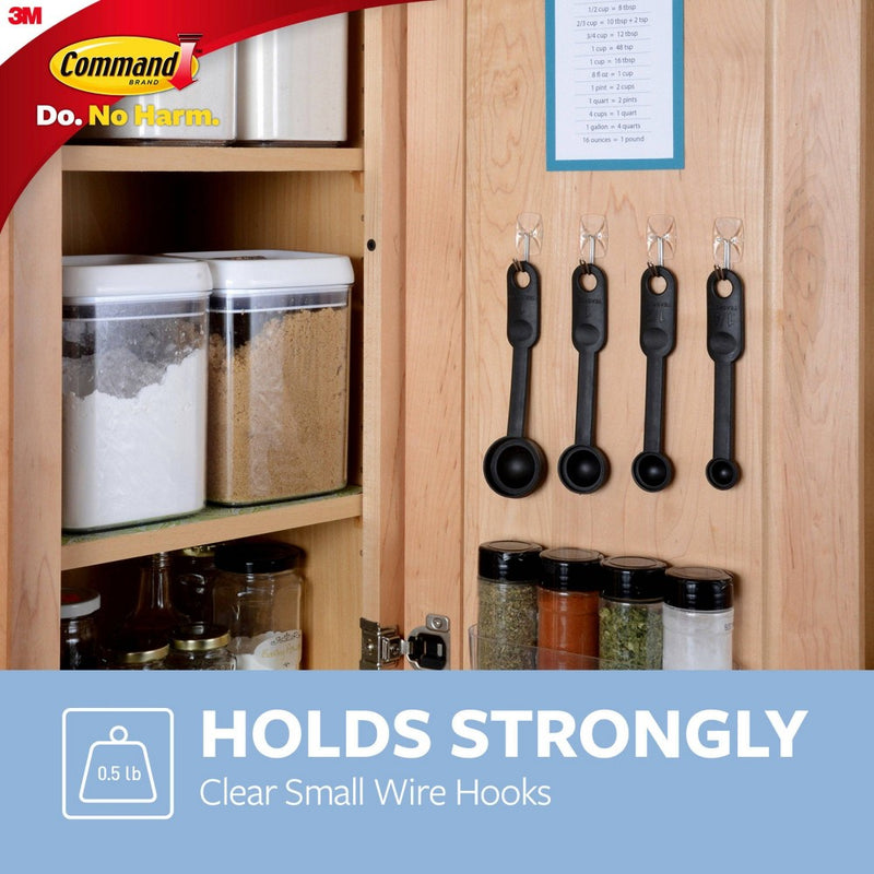 Command Small Sized Wire Hooks (4 Hooks/5 Strips) - Clear