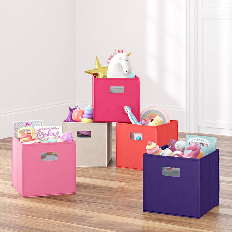 2pc Folding Kids' Toy Storage Bin Set Dark Purple - RiverRidge