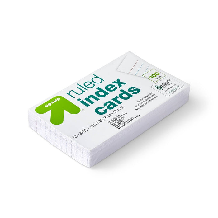 100ct 3" x 5" Ruled Index Cards White - up & up
