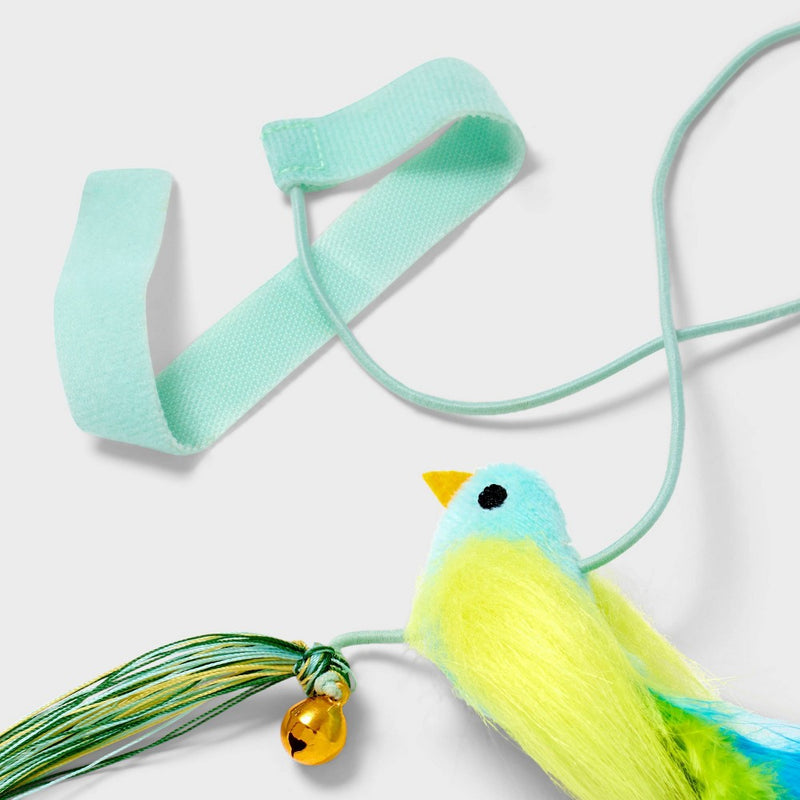 Hanging Teaser Bird with Bells Cat Toy - Blue - Boots & Barkley