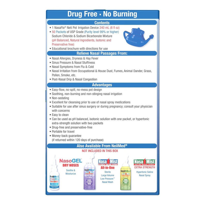 NeilMed NasaFlo Neti Pot Sinus Relief with Premixed Packets - 50ct