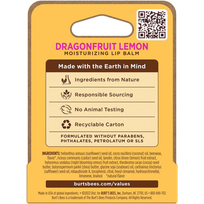 Burt's Bees Dragonfruit Lemon Lip Balm - 0.15oz