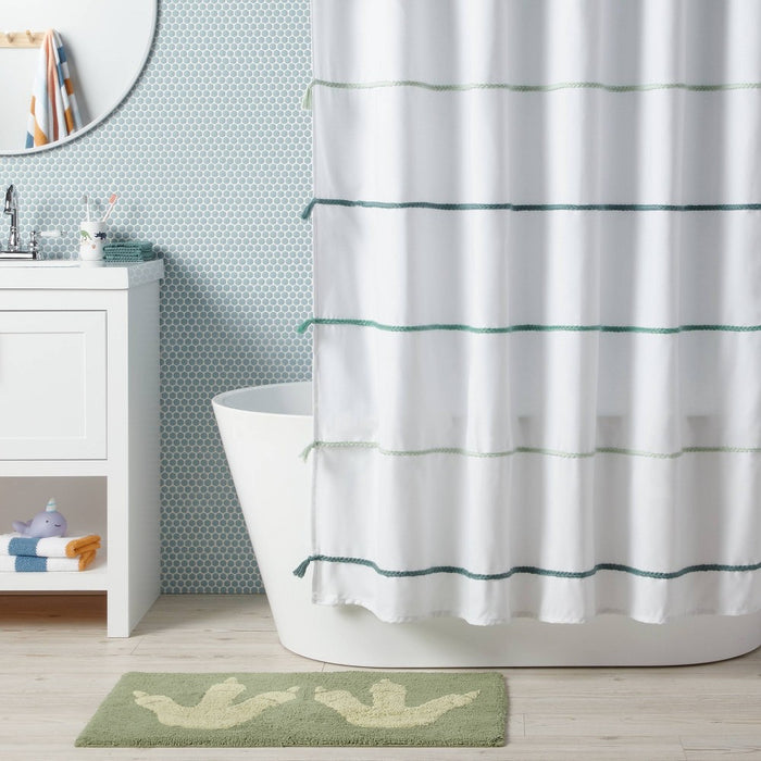 Striped with Tassels Kids' Shower Curtain Blue - Pillowfort