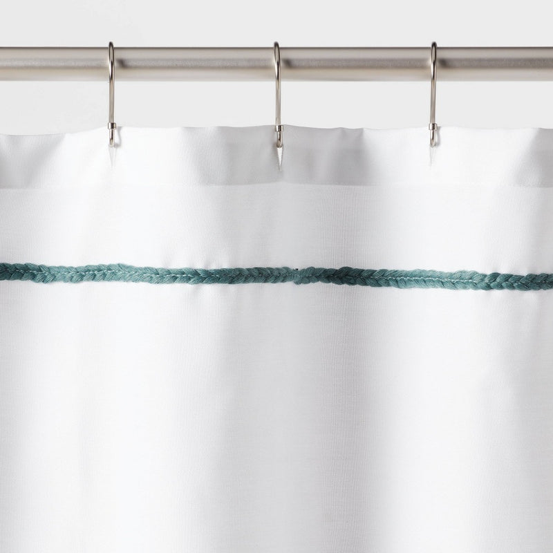 Striped with Tassels Kids' Shower Curtain Blue - Pillowfort